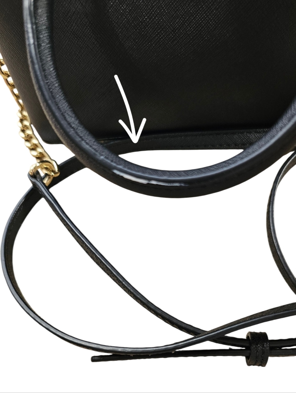 Michael Kors Black Saffiano Mini Dome Satchel Crossbody Gold Chain - Picture 13 of 13